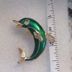 Elegant Green Dolphin Brooch